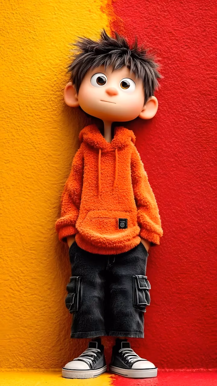 Download 3D Cartoon Boy in Fuzzy Orange Hoodie Portrait Wallpaper in 4K UHD 3D Cartoon Boy in Fuzzy Orange Hoodie Portrait - Free 4K Desktop Wallpaper Background