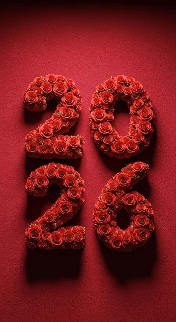 Download 3D Render of Year 2026 Made of Red Roses on Red Felt Wallpaper in Mobile HD 3D Render of Year 2026 Made of Red Roses on Red Felt - Free Mobile AMOLED Wallpaper Background