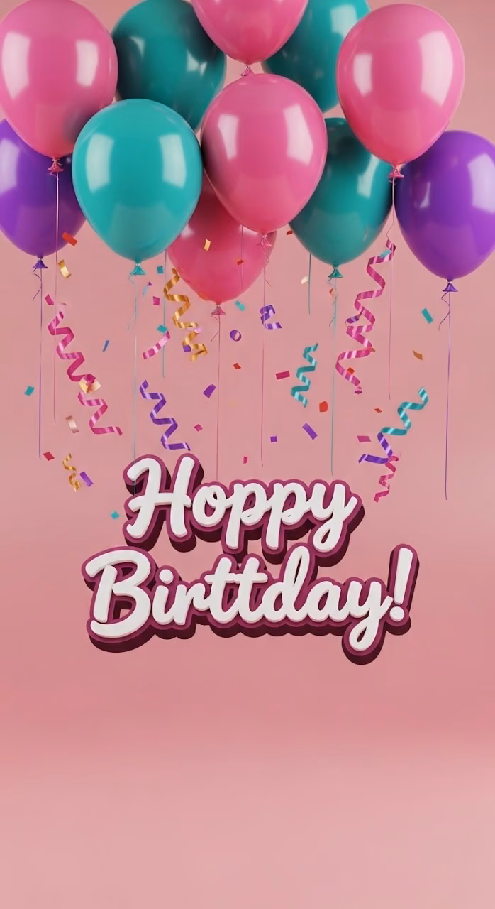 3D Rendered Birthday Balloons and Confetti - Free Mobile AMOLED Wallpaper Background