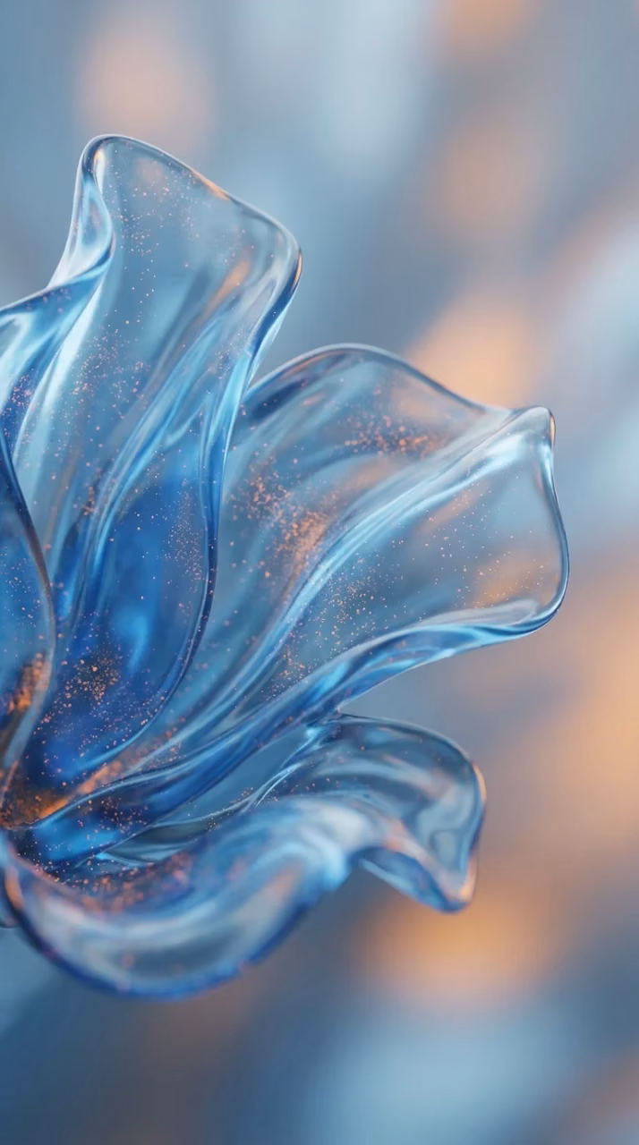 Download Abstract 3D Fluid Flower with Blue and Orange Colors and Glowing Dust Wallpaper in Mobile HD Abstract 3D Fluid Flower with Blue and Orange Colors and Glowing Dust - Free Mobile AMOLED Wallpaper Background