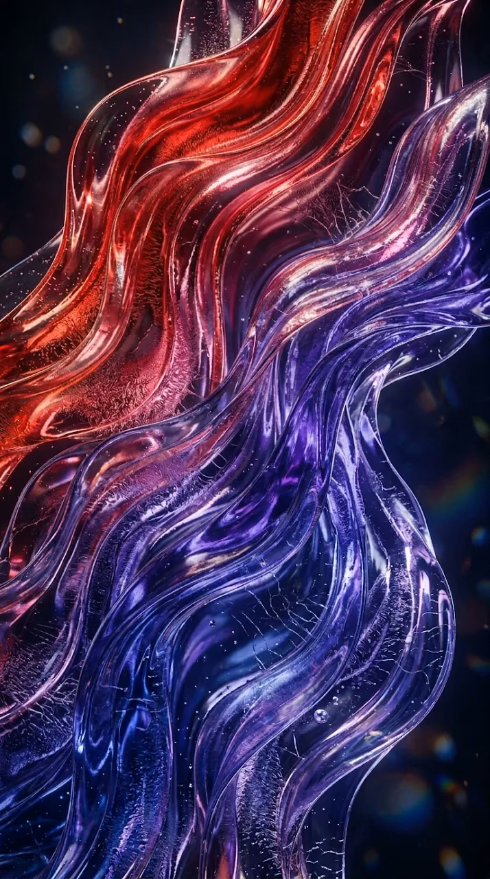 Download Abstract 3D Fluid Sculpture with Red, Blue, and Orange Glass Textures Wallpaper in Mobile HD Abstract 3D Fluid Sculpture with Red, Blue, and Orange Glass Textures - Free Mobile AMOLED Wallpaper Background