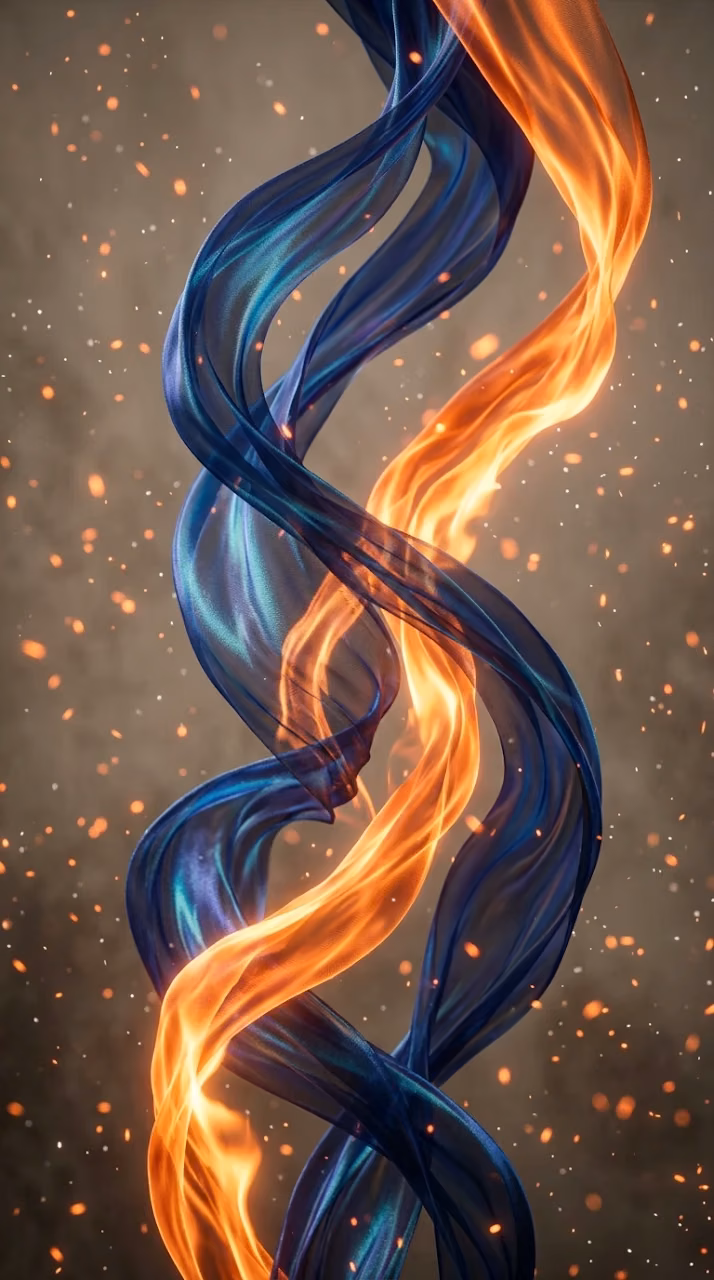Download Abstract 3D Render of Flowing Blue and Orange Ribbons with Glowing Sparks Wallpaper in Mobile HD Abstract 3D Render of Flowing Blue and Orange Ribbons with Glowing Sparks - Free Mobile AMOLED Wallpaper Background