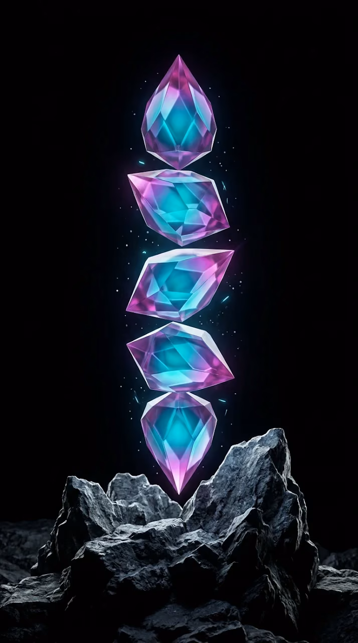 Download Abstract 3D Render of Glowing Blue and Purple Faceted Crystals on Dark Rocks Wallpaper in Mobile HD Abstract 3D Render of Glowing Blue and Purple Faceted Crystals on Dark Rocks - Free Mobile AMOLED Wallpaper Background