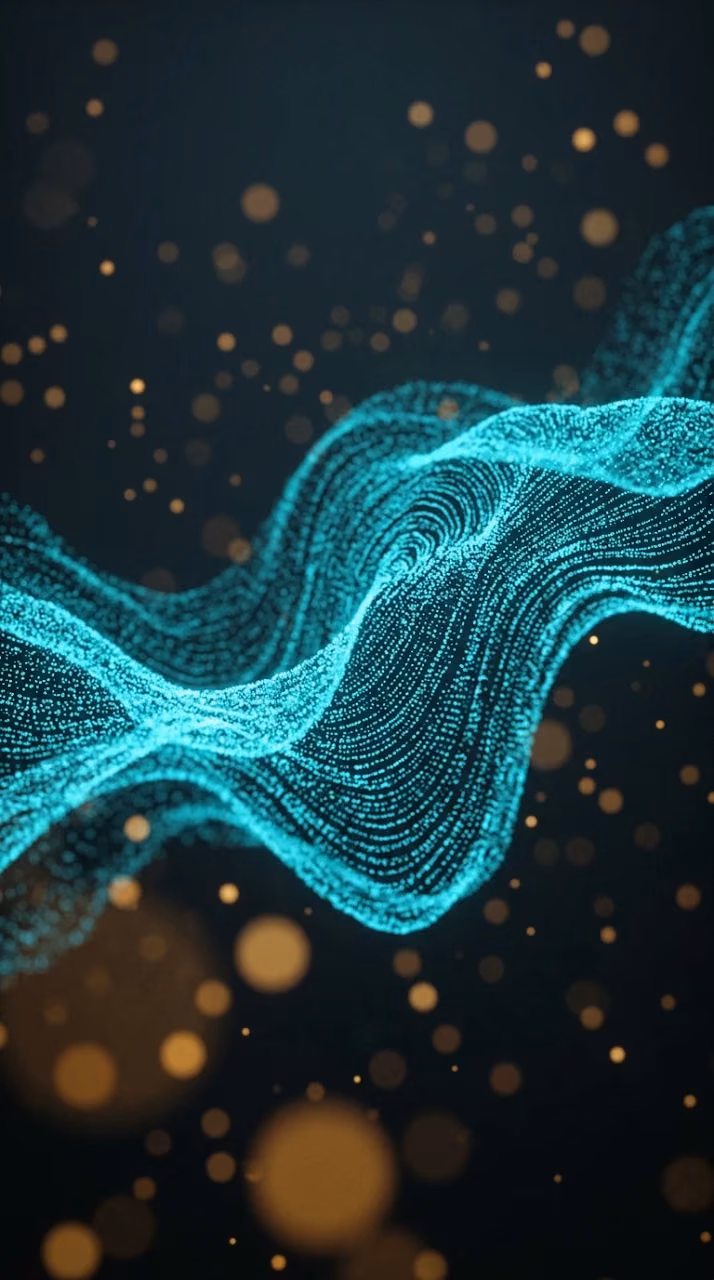 Abstract 3D Render of Glowing Blue and Orange Particle Mesh with Bokeh - Free Mobile AMOLED Wallpaper Background
