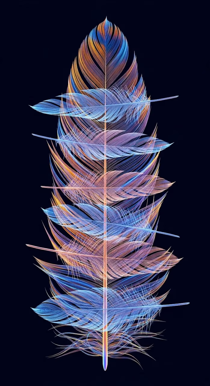 Download Abstract 3D Render of Glowing Multi-Colored Feathers on Black Wallpaper in Mobile HD Abstract 3D Render of Glowing Multi-Colored Feathers on Black - Free Mobile AMOLED Wallpaper Background