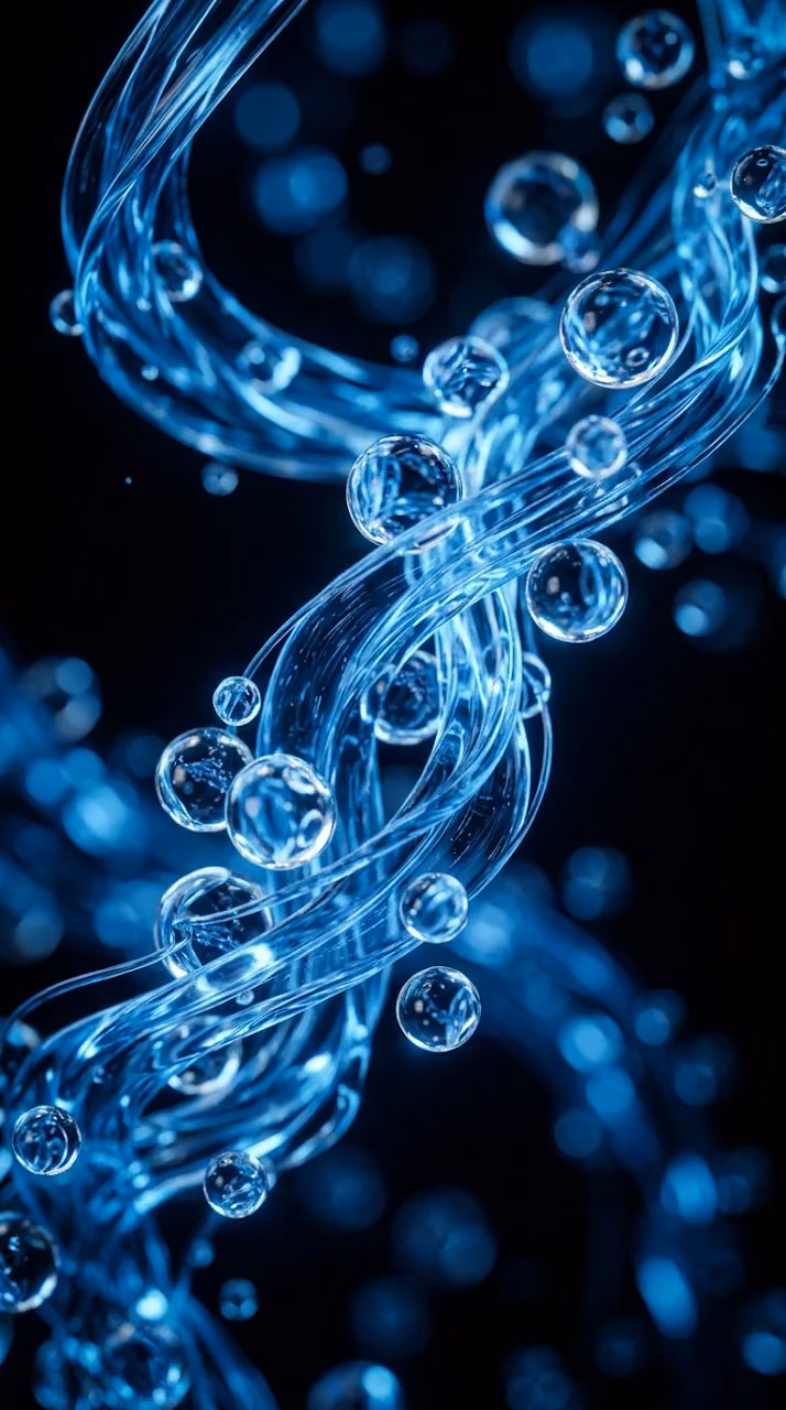 Download Abstract 3D Render of Translucent Blue Fluid Strands and Bubbles Wallpaper in Mobile HD Abstract 3D Render of Translucent Blue Fluid Strands and Bubbles - Free Mobile AMOLED Wallpaper Background