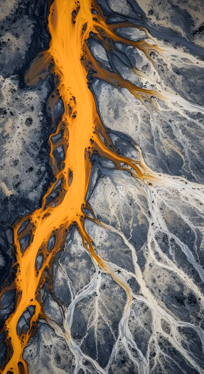 Abstract Aerial View of Orange River Delta and Sediment - Free Mobile AMOLED Wallpaper Background