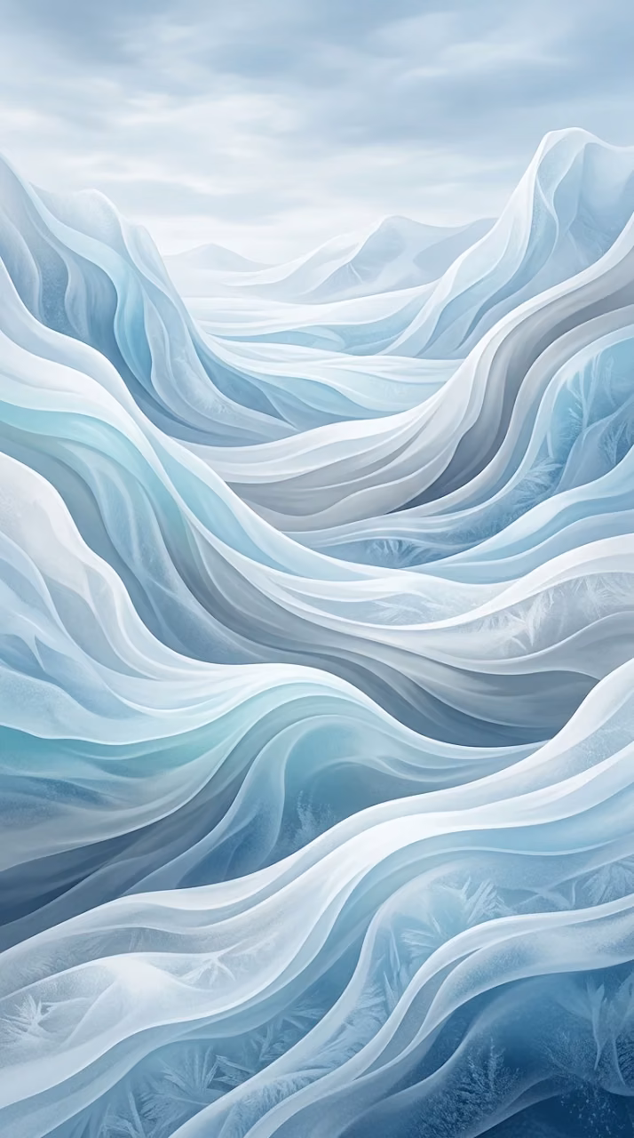 Abstract Arctic Landscape with Icy Glacial Formations - Free Mobile AMOLED Wallpaper Background