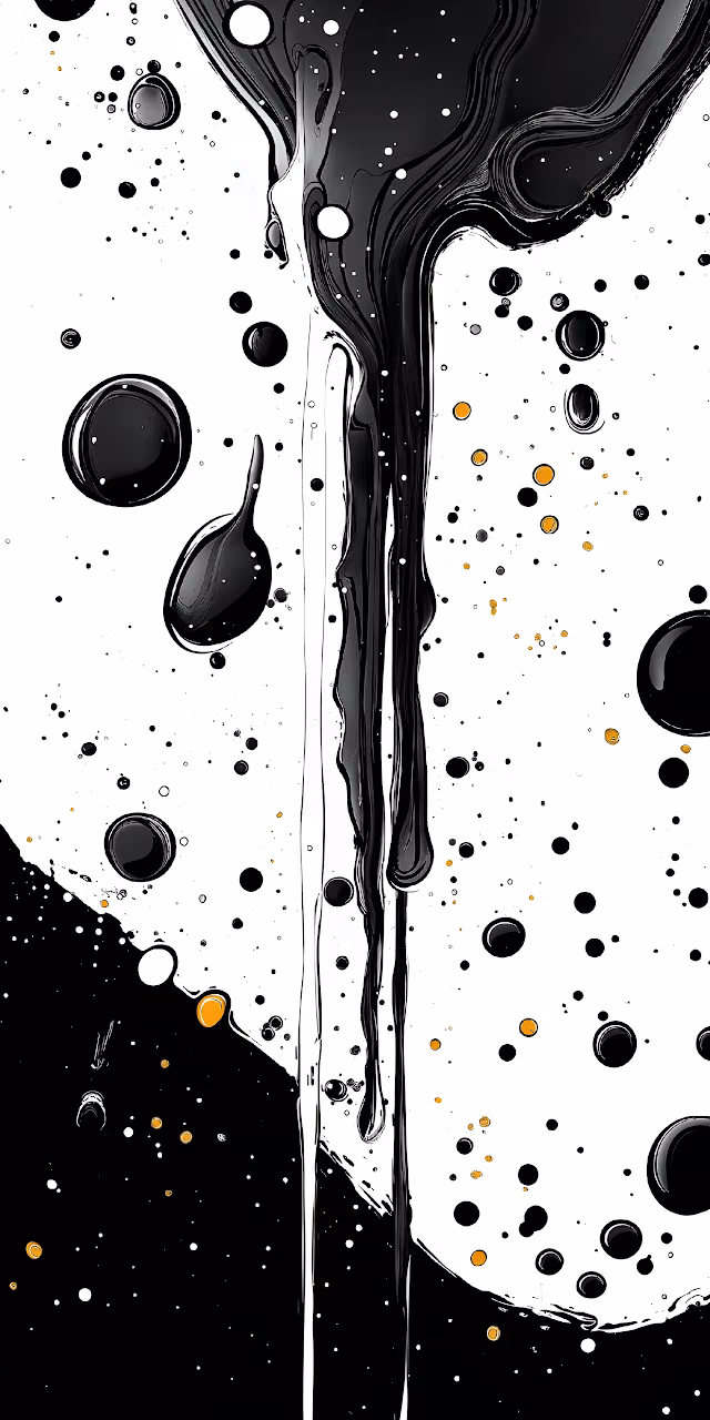 Abstract Black Ink Drips and Splatters High Contrast Artwork - Free Mobile AMOLED Wallpaper Background
