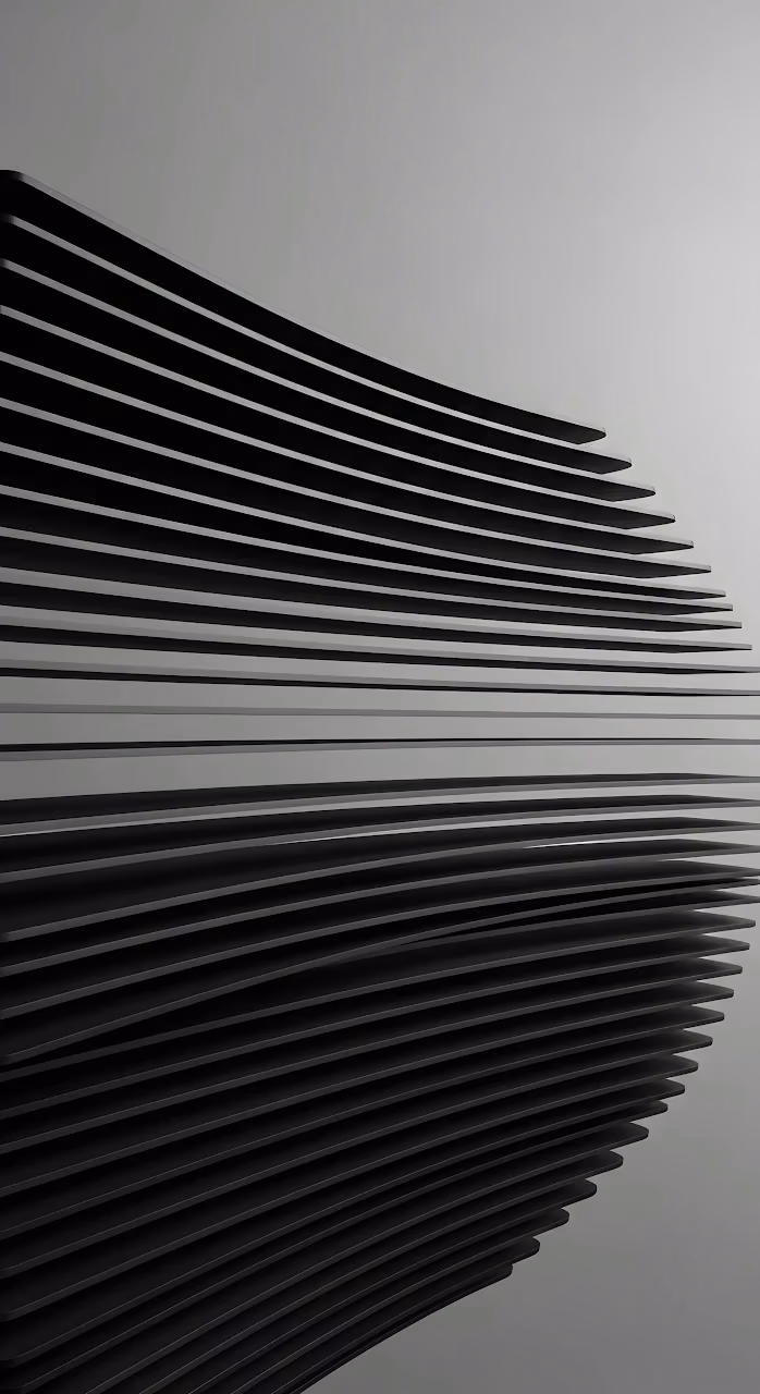 Abstract Black Slices Curved Geometric Reflection Art - Free Mobile AMOLED Wallpaper Background