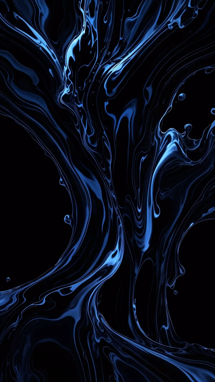 Abstract Blue Liquid Swirl on Black Background - Free Mobile AMOLED Wallpaper Background