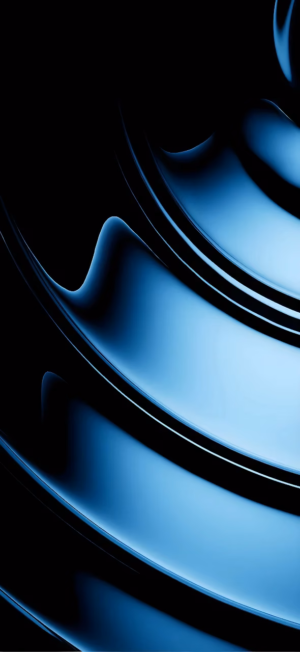 Download Abstract Blue Metallic Wave Curves 4K Wallpaper in Mobile HD Abstract fluid cobalt blue metallic ribbons and curved waves against a black background.