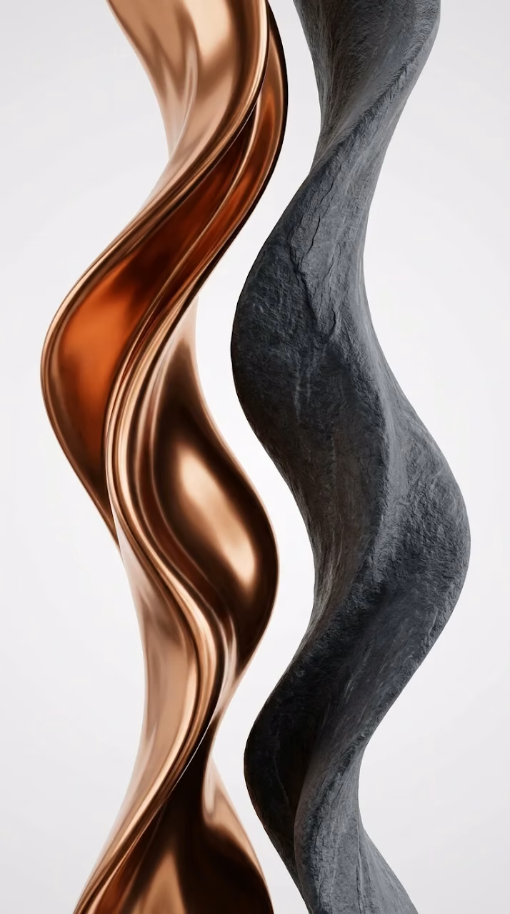 Abstract Bronze Metallic Fluid and Textured Slate Render - Free Mobile AMOLED Wallpaper Background