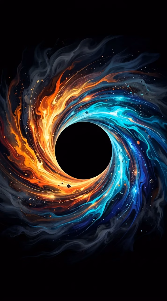 Abstract Cosmic Colorful Fluid Swirl Portal on Black Wallpaper - Free Mobile AMOLED Wallpaper Background
