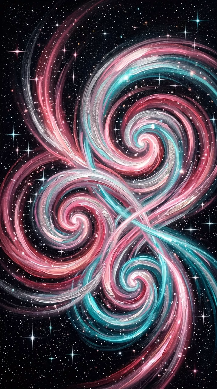 Download Abstract Cosmic Light Spirals in Pink Silver and Turquoise Wallpaper in Mobile HD Abstract Cosmic Light Spirals in Pink Silver and Turquoise - Free Mobile AMOLED Wallpaper Background