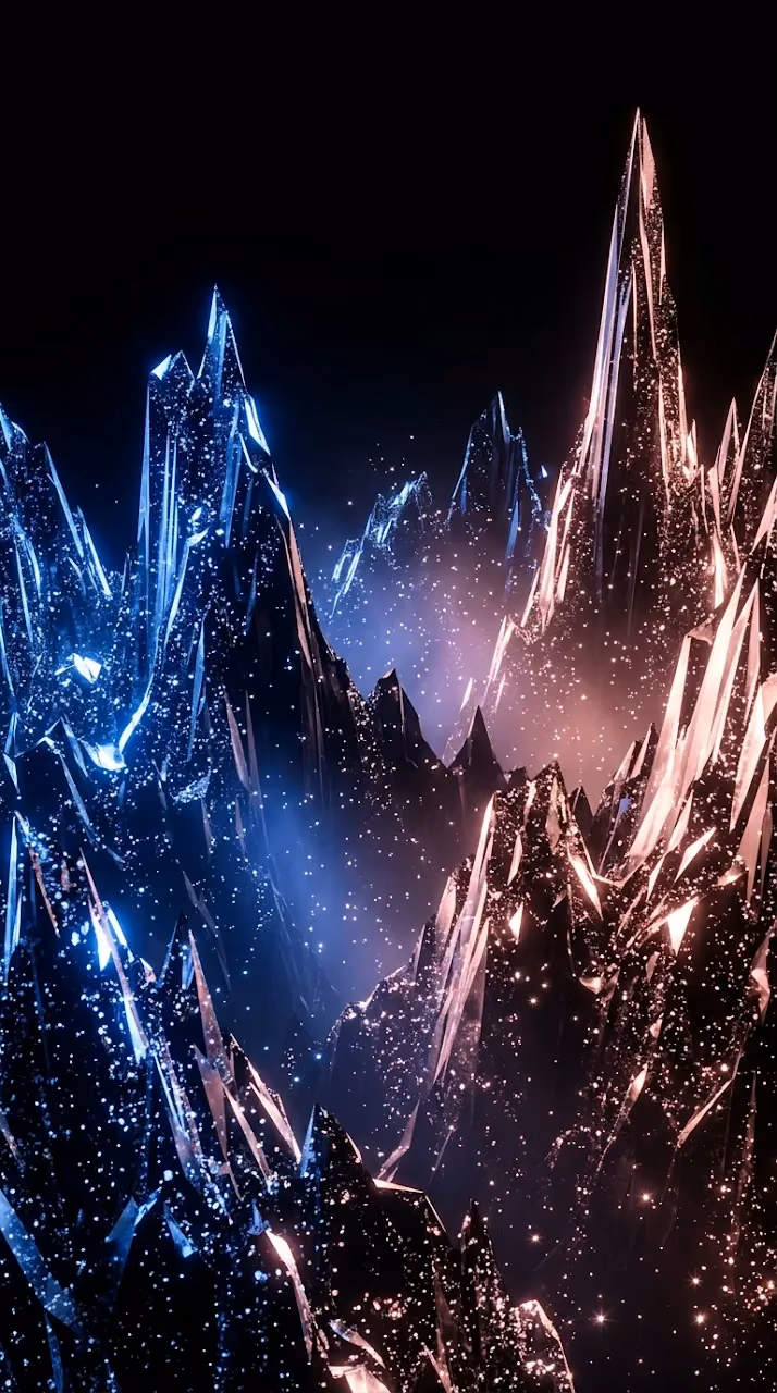 Abstract Cosmic Mountain Range in Sapphire Blue and Rose Gold - Free Mobile AMOLED Wallpaper Background