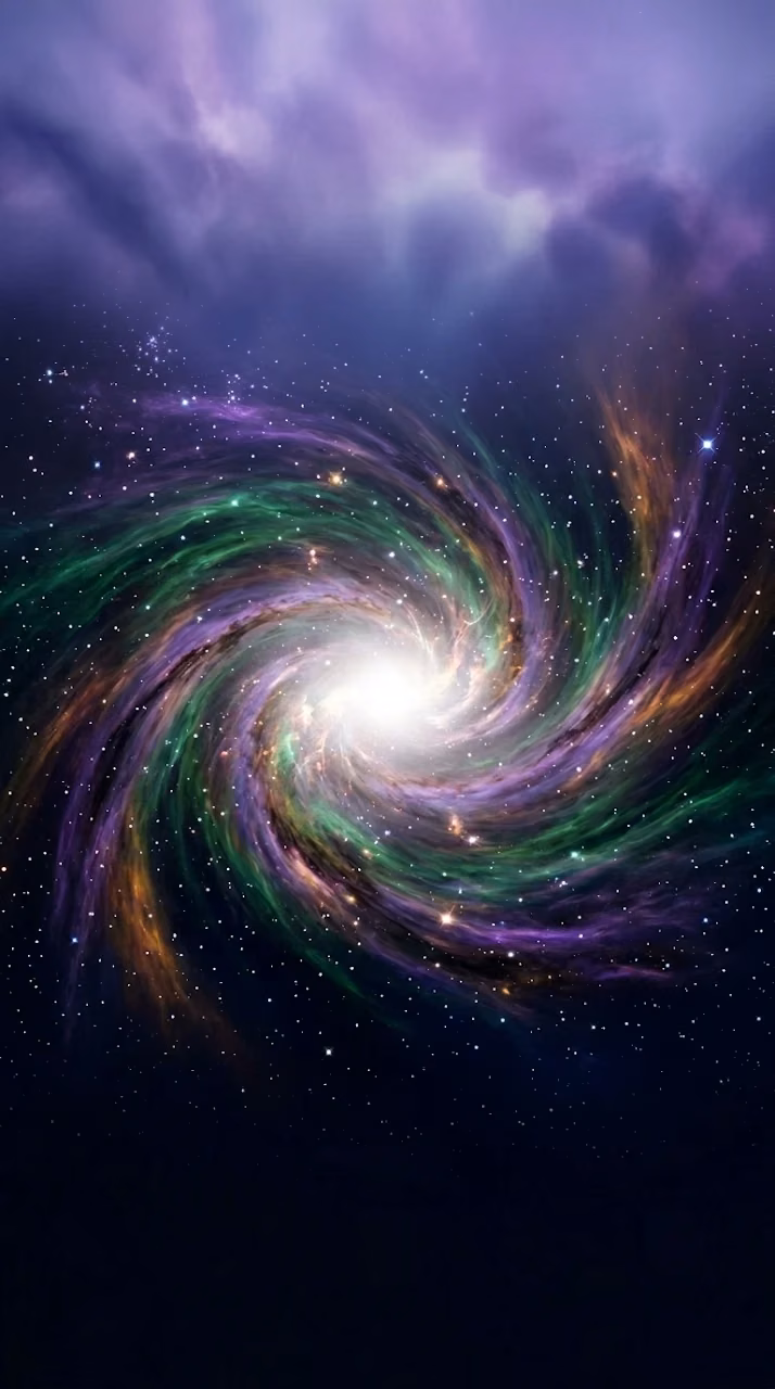 Abstract Cosmic Vista Emerald Violet Space Nebula Wallpaper - Free Mobile AMOLED Wallpaper Background