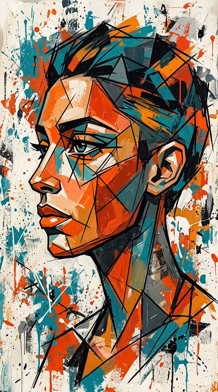 Download Abstract Cubist Face Portrait with Bold Colors and Textures Wallpaper in Mobile HD Abstract Cubist Face Portrait with Bold Colors and Textures - Free Mobile AMOLED Wallpaper Background