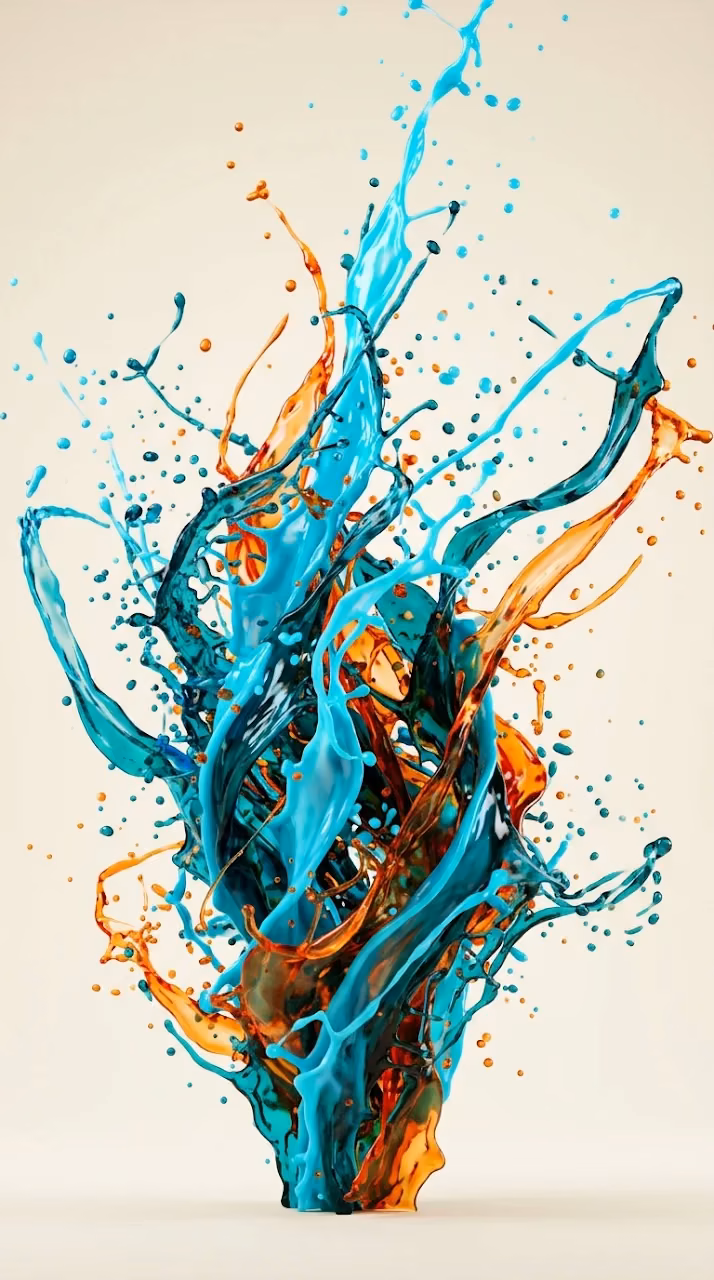 Download Abstract Cyan and Orange Liquid Splash 3D Render Wallpaper in Mobile HD Abstract Cyan and Orange Liquid Splash 3D Render - Free Mobile AMOLED Wallpaper Background