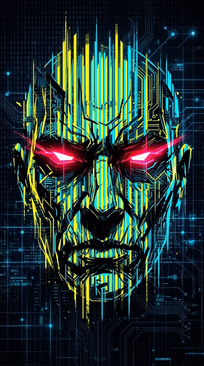 Download Abstract Cyberpunk Face with Glitch Art and Neon Accents Wallpaper in Mobile HD Abstract Cyberpunk Face with Glitch Art and Neon Accents - Free Mobile AMOLED Wallpaper Background