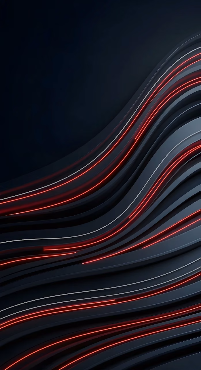 Abstract Dark Gray Layers with Glowing Red and White Lines - Free Mobile AMOLED Wallpaper Background