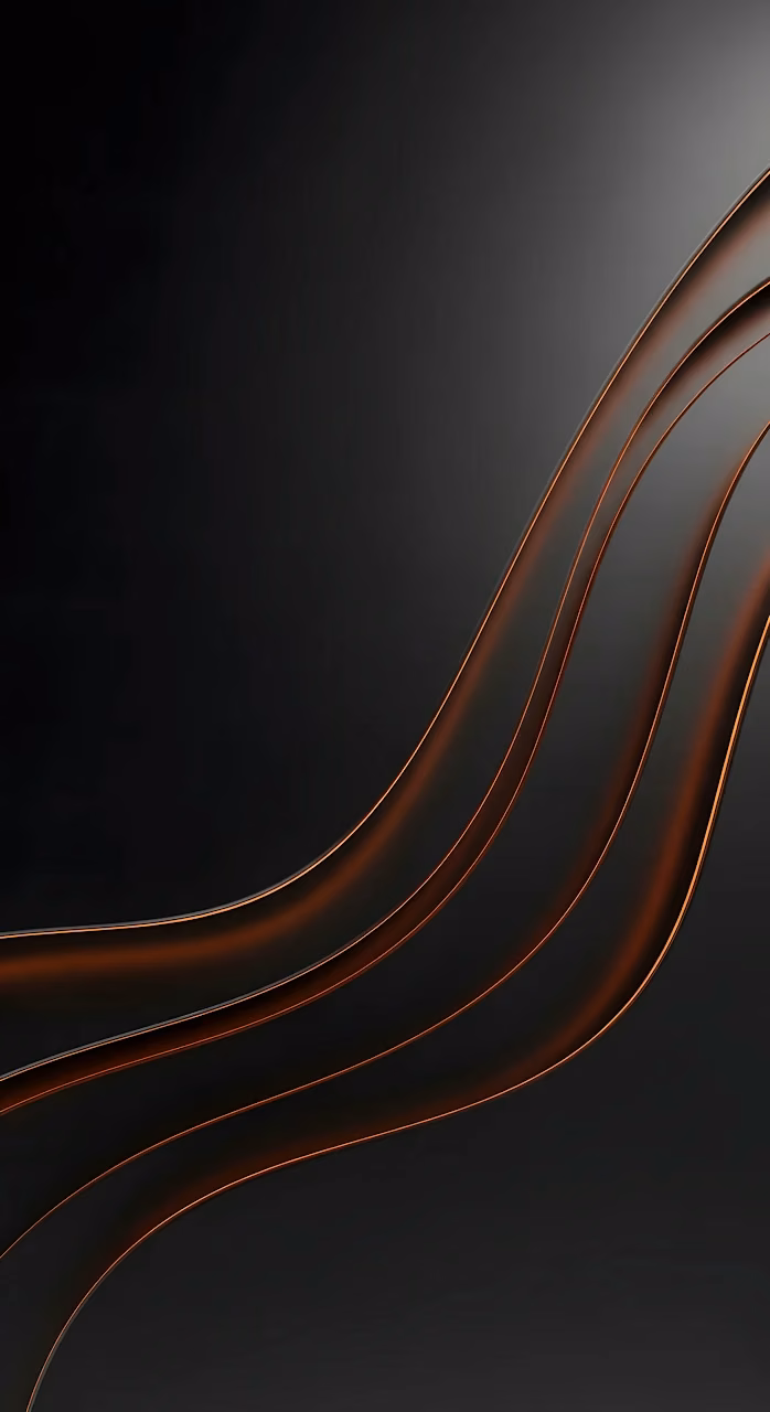 Abstract Dark Waves with Glowing Copper Orange Edges - Free Mobile AMOLED Wallpaper Background