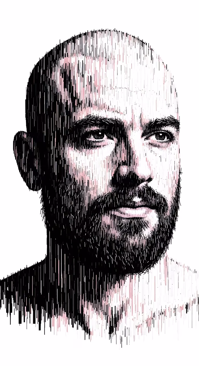 Abstract Digital Glitch Art Portrait of Bearded Man - Free Mobile AMOLED Wallpaper Background