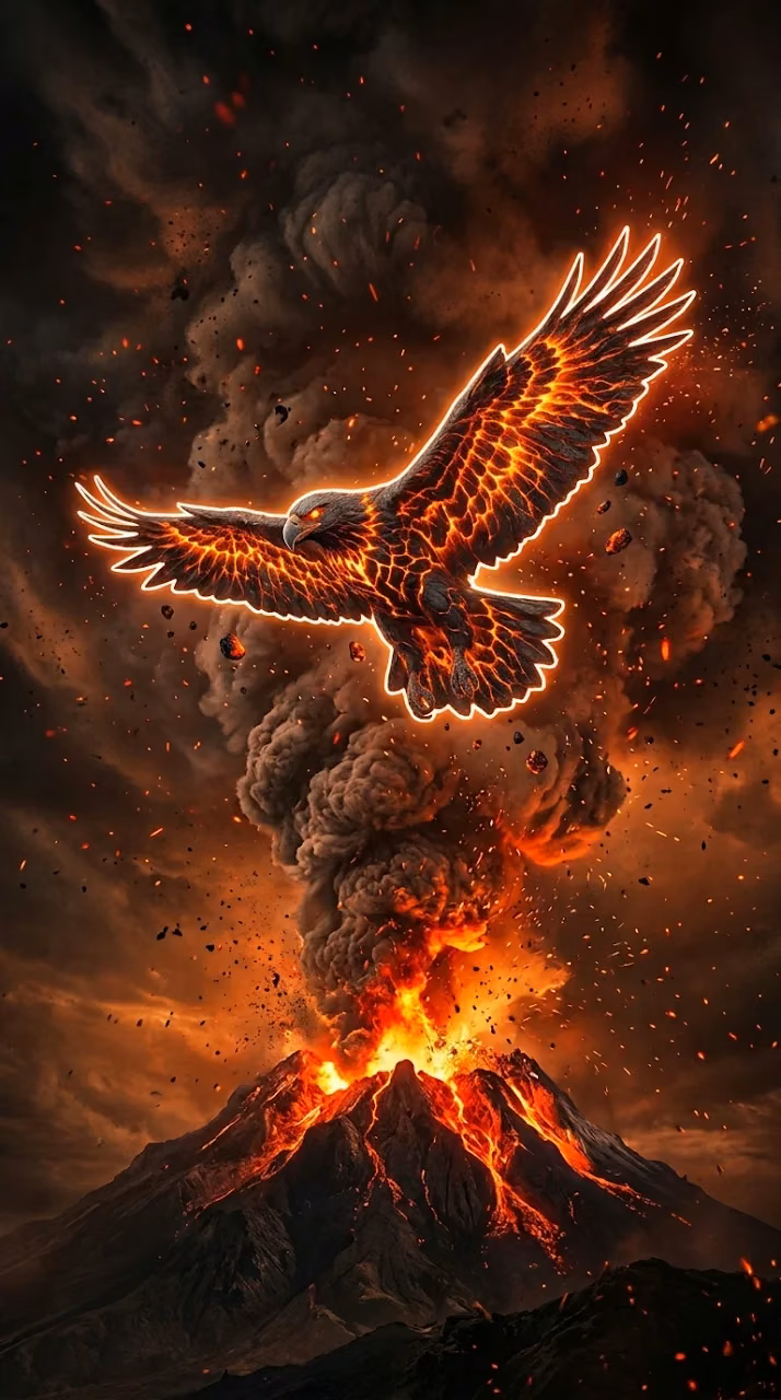 Download Abstract Digital Illustration of an Eagle Formed from Volcanic Fire and Lava Wallpaper in Mobile HD Abstract Digital Illustration of an Eagle Formed from Volcanic Fire and Lava - Free Mobile AMOLED Wallpaper Background