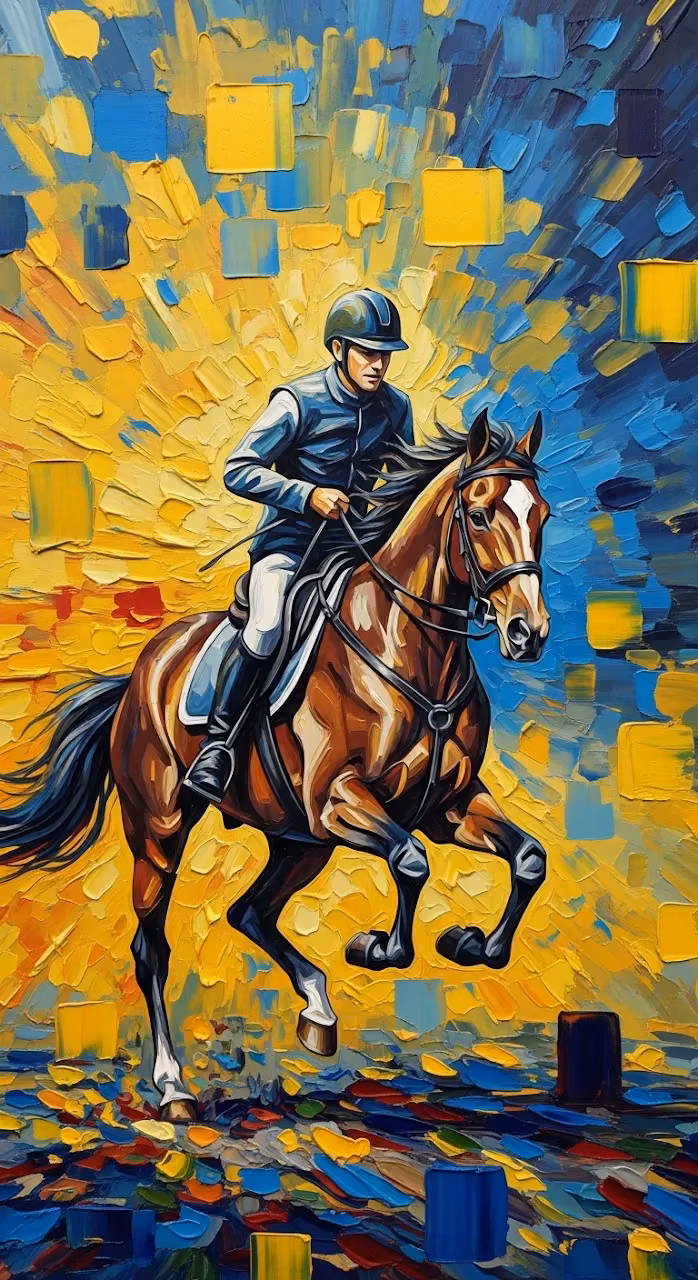 Download Abstract Expressionist Painting of a Rider on a Galloping Horse Wallpaper in Mobile HD Abstract Expressionist Painting of a Rider on a Galloping Horse - Free Mobile AMOLED Wallpaper Background