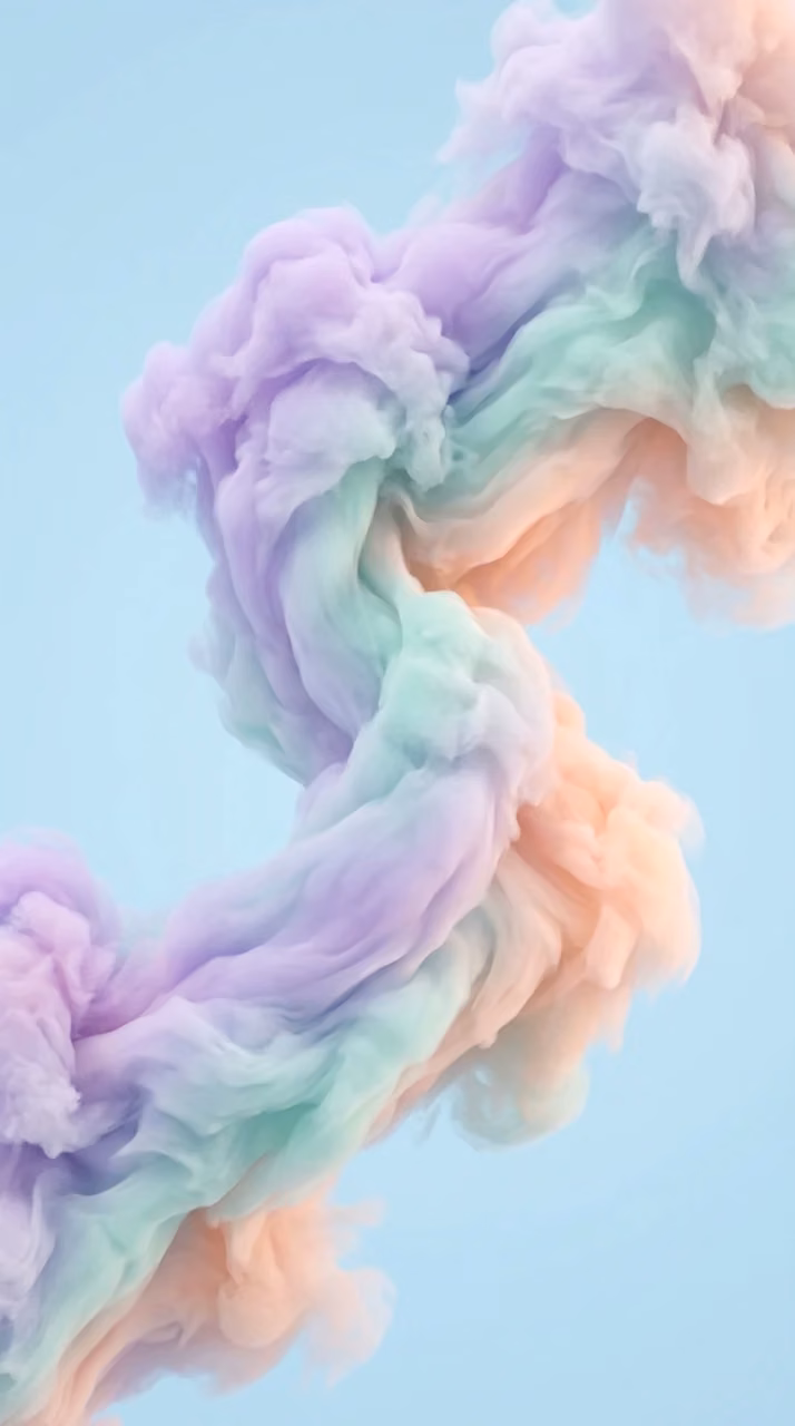 Abstract Floating Pastel Cloud Form in Lavender and Mint - Free Mobile AMOLED Wallpaper Background