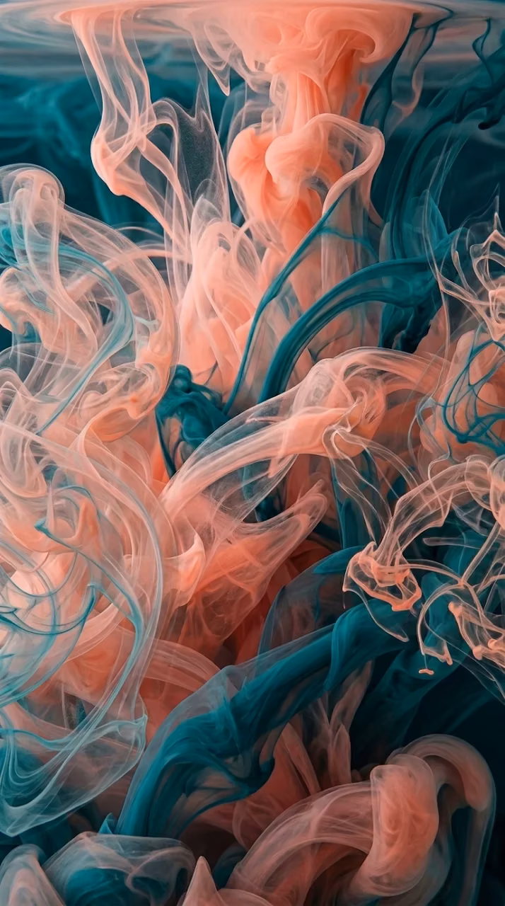 Abstract Fluid Art with Pastel Pink and Turquoise Acrylic Ink Swirls - Free Mobile AMOLED Wallpaper Background