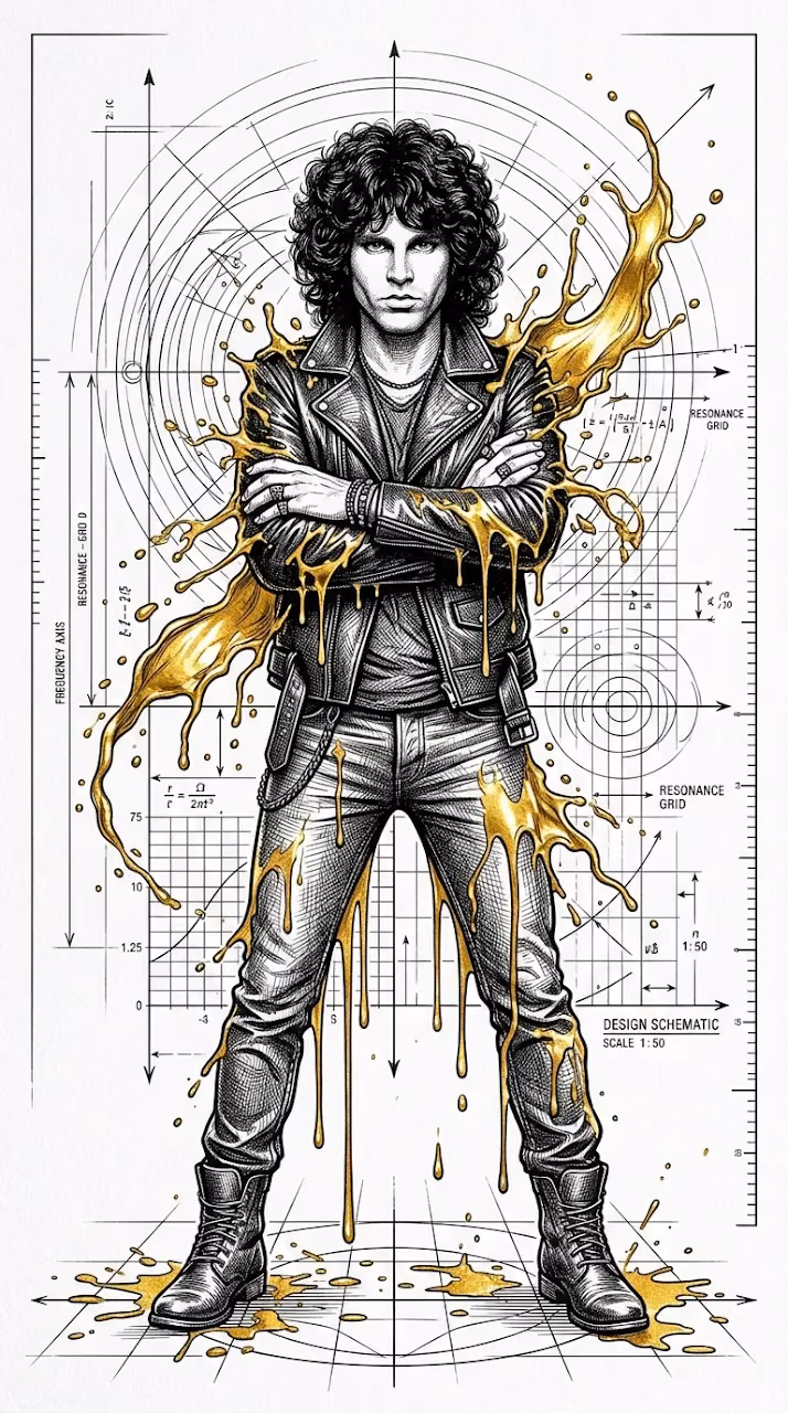 Abstract Geometric Portrait in Black, White, and Gold Ink - Free Mobile AMOLED Wallpaper Background