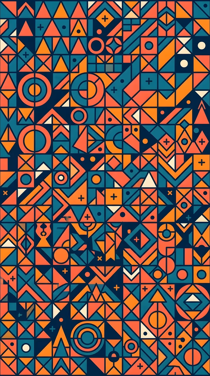 Abstract Geometric Seamless Pattern with Colorful Shapes on Dark Background - Free Mobile AMOLED Wallpaper Background