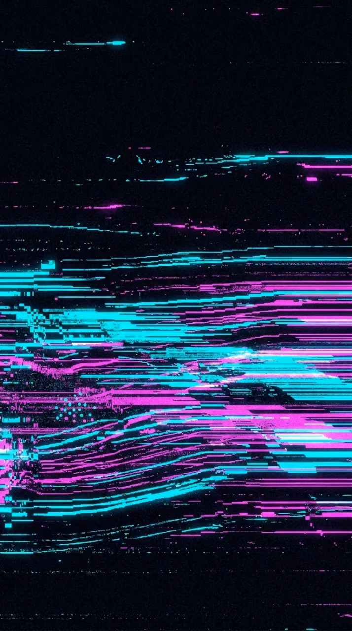 Abstract Glitch Art Horizon with Digital Static and Neon Slits - Free Mobile AMOLED Wallpaper Background
