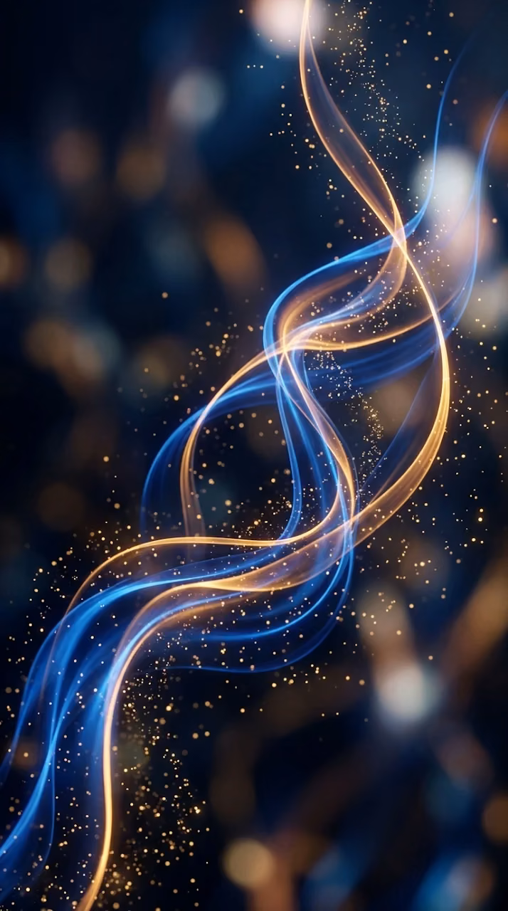 Download Abstract Glowing Fluid Ribbons with Floating Amber Particles Wallpaper in Mobile HD Abstract Glowing Fluid Ribbons with Floating Amber Particles - Free Mobile AMOLED Wallpaper Background
