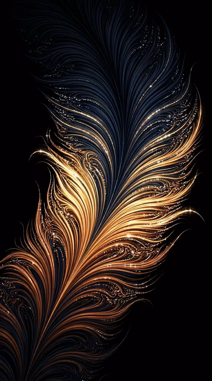 Download Abstract Gold and Blue Fractal Feather Plumage Wallpaper Wallpaper in Mobile HD Abstract Gold and Blue Fractal Feather Plumage Wallpaper - Free Mobile AMOLED Wallpaper Background