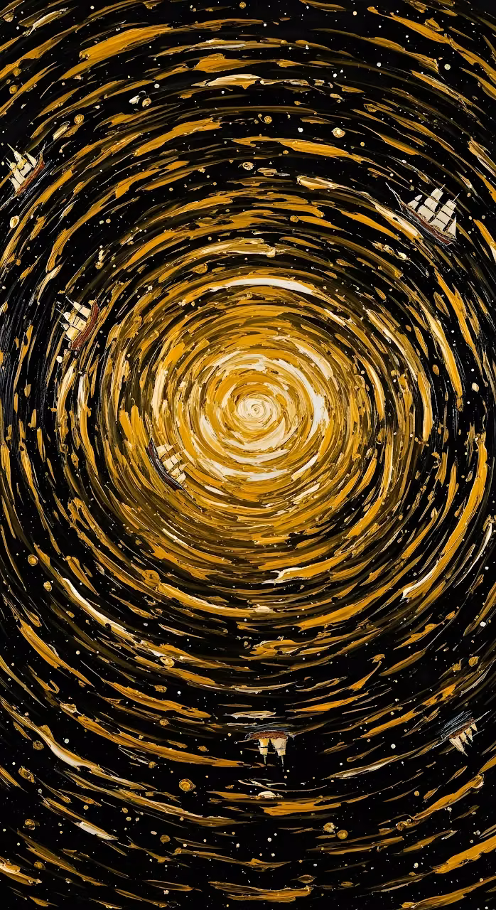 Download Abstract Golden Vortex Painting with Tiny Sailing Ships Wallpaper in Mobile HD Abstract Golden Vortex Painting with Tiny Sailing Ships - Free Mobile AMOLED Wallpaper Background