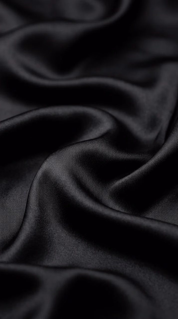 Abstract High-Fashion Black Silk Fabric Ripples - Free Mobile AMOLED Wallpaper Background