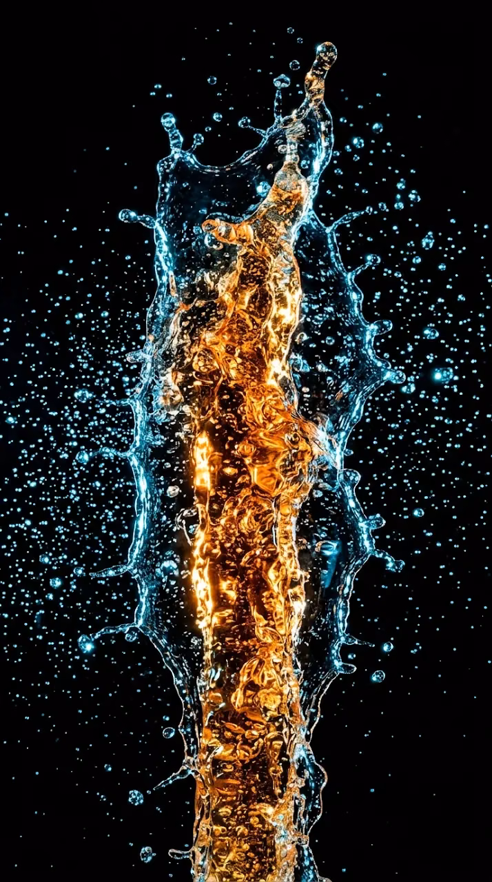Download Abstract High-Speed Fluid Splash with Orange and Blue Lighting Wallpaper in Mobile HD Abstract High-Speed Fluid Splash with Orange and Blue Lighting - Free Mobile AMOLED Wallpaper Background