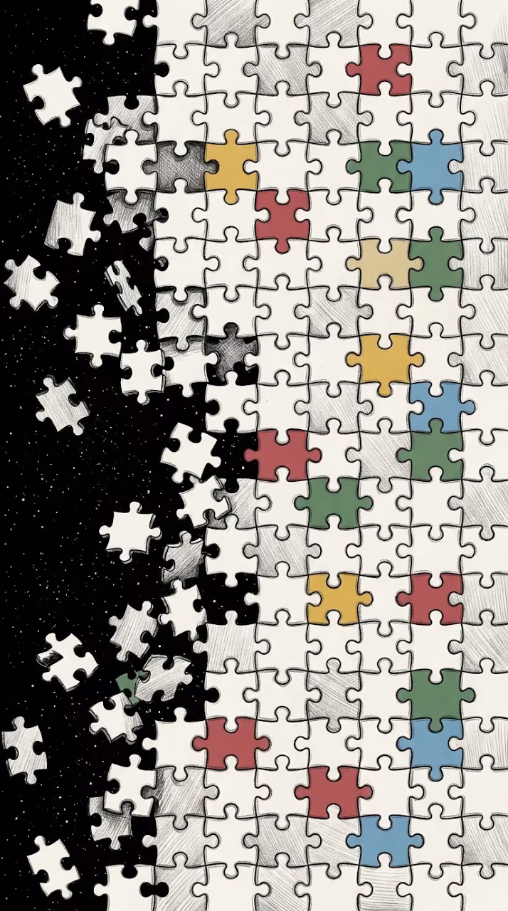 Download Abstract Ink Sketch of Scattered Jigsaw Puzzle Pieces Wallpaper in Mobile HD Abstract Ink Sketch of Scattered Jigsaw Puzzle Pieces - Free Mobile AMOLED Wallpaper Background