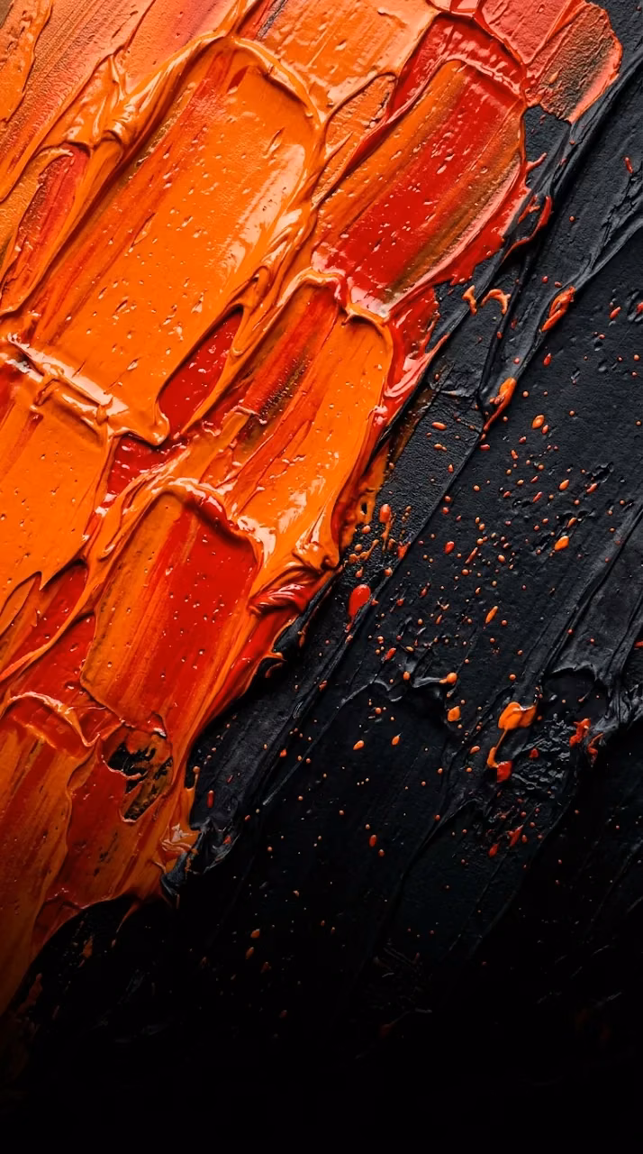 Abstract Lava Orange and Black Thick Impasto Paint Texture Wallpaper - Free Mobile AMOLED Wallpaper Background