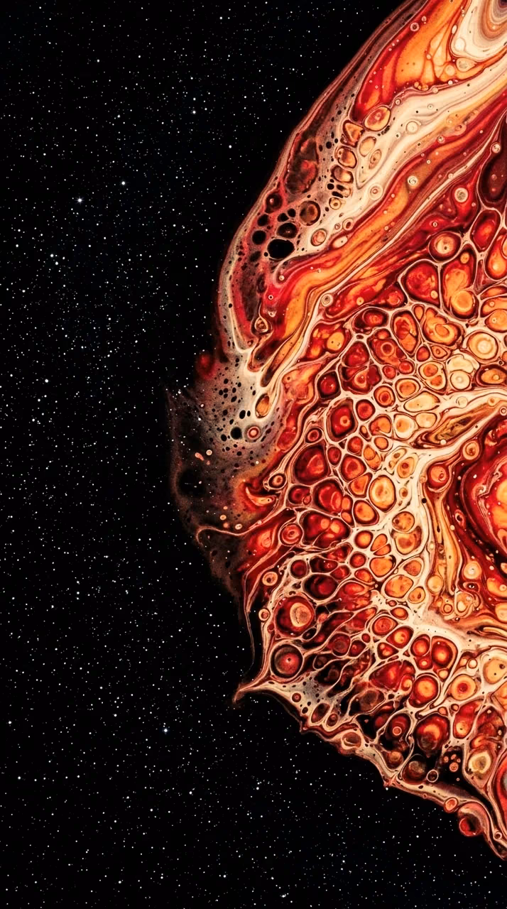 Abstract Liquid Art Swirling Colors in Starry Space - Free Mobile AMOLED Wallpaper Background