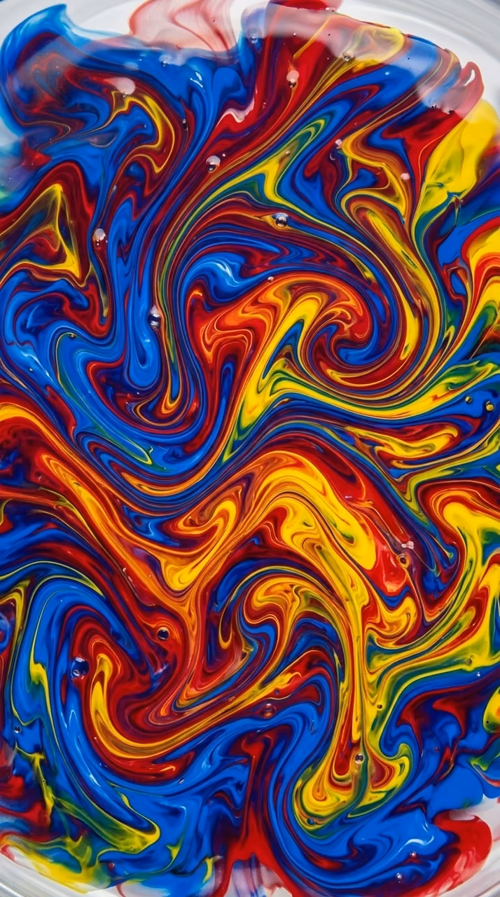 Abstract Macro Photography Of Swirling Colorful Fluid Paint - Free Mobile AMOLED Wallpaper Background