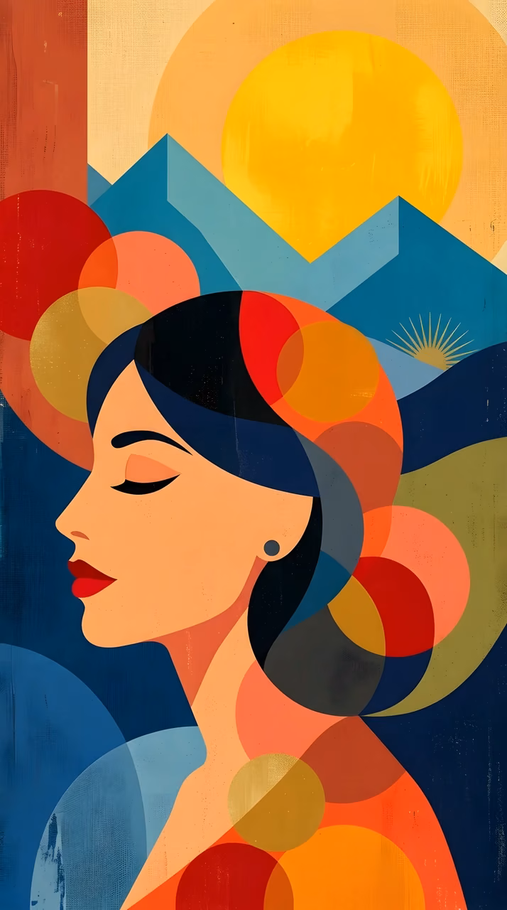 Download Abstract Modern Art Portrait of a Woman with Landscape Overlays Wallpaper in Mobile HD Abstract Modern Art Portrait of a Woman with Landscape Overlays - Free Mobile AMOLED Wallpaper Background