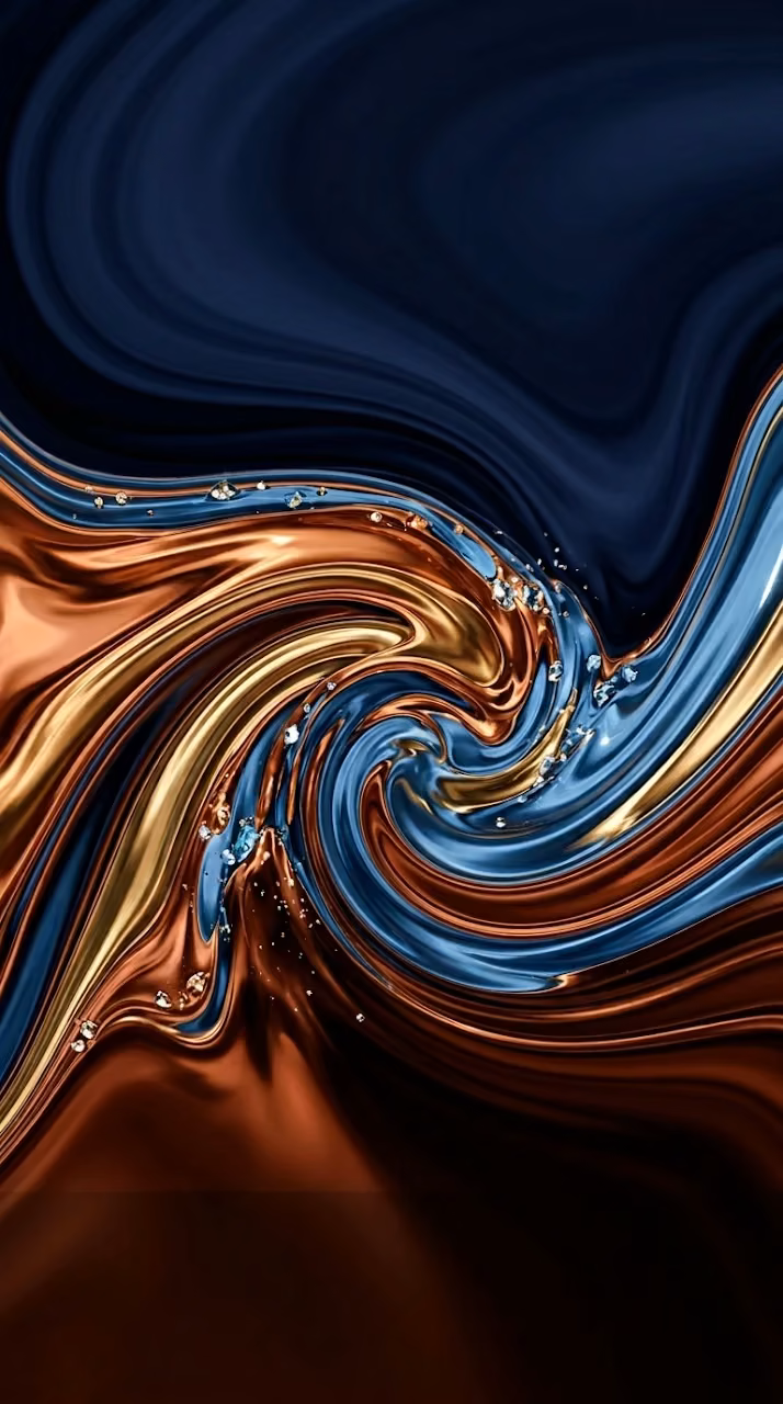 Abstract Molten Glass and Fluid Metallic Whirl Wallpaper - Free Mobile AMOLED Wallpaper Background