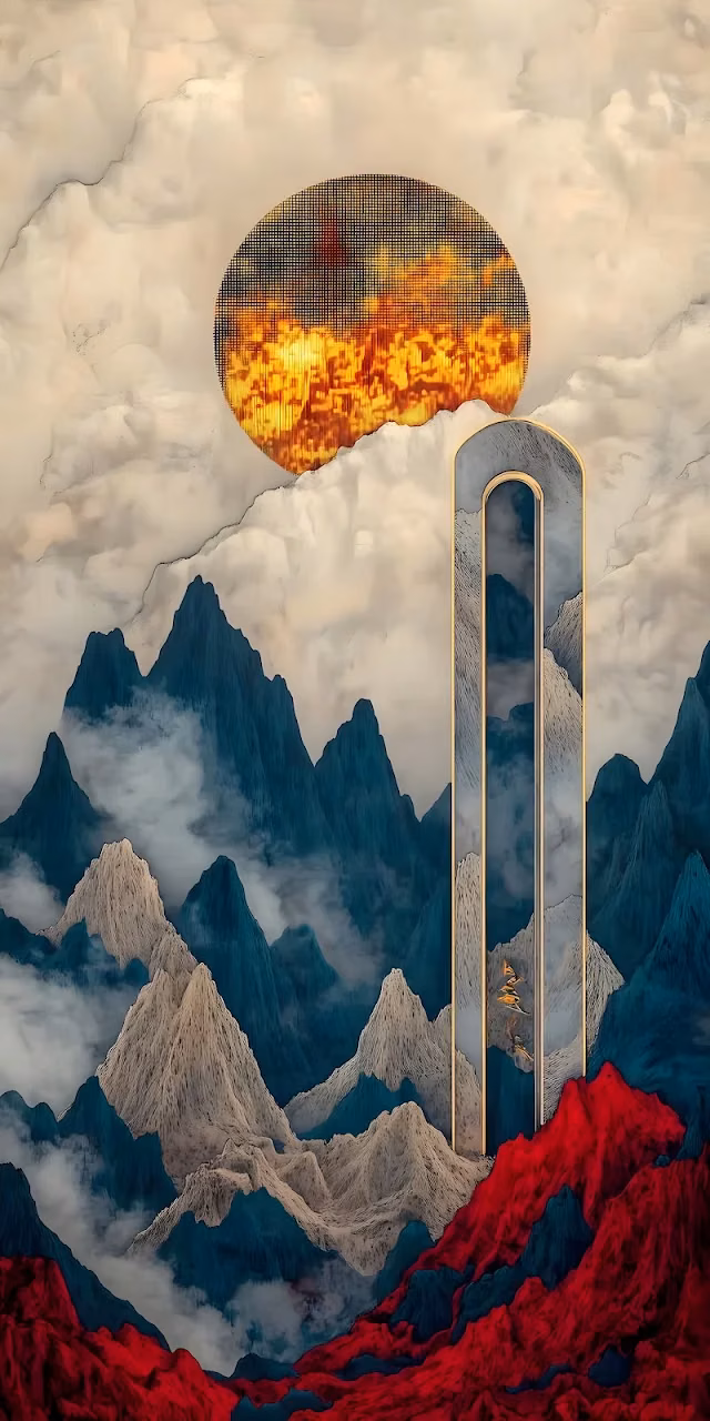 Download Abstract Neo Asian Landscape with Golden Archway Wallpaper in Mobile HD Abstract Neo Asian Landscape with Golden Archway - Free Mobile AMOLED Wallpaper Background