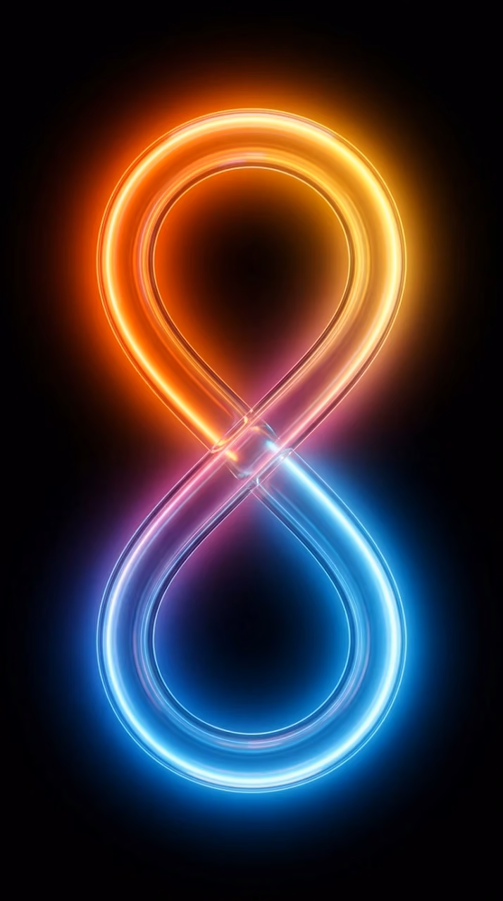 Abstract Neon Glowing Infinity Loop 3D Render - Free Mobile AMOLED Wallpaper Background