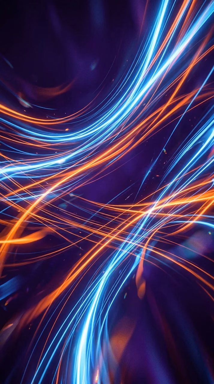 Abstract Neon Light Streaks with Purple Blue and Orange Glow - Free Mobile AMOLED Wallpaper Background