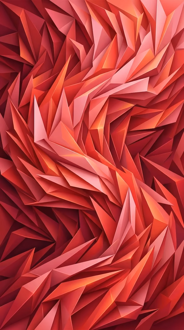 Abstract Origami Geometric Layers in Red and Orange Shades - Free Mobile AMOLED Wallpaper Background