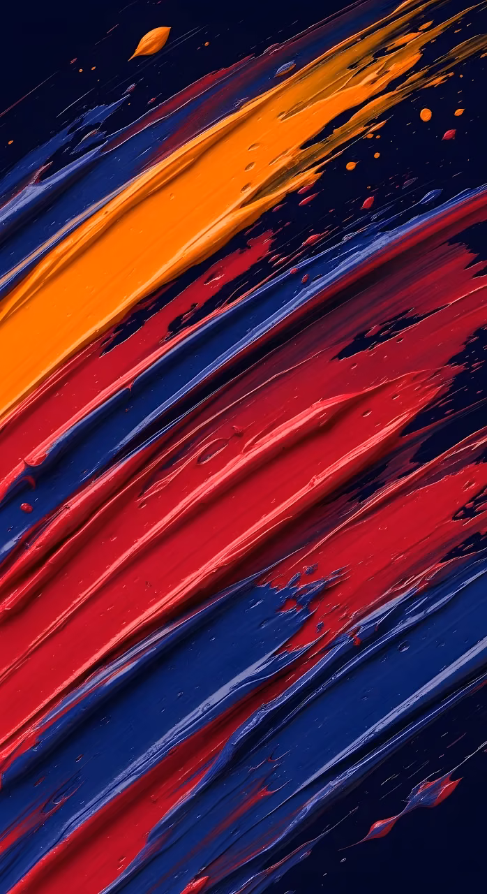 Abstract Paint Strokes Texture in Red Orange and Blue - Free Mobile AMOLED Wallpaper Background